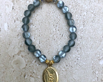 Arch Angel Michael Bracelet Saint Michael Bracelet Patron Saint for Protection Religious Jewelry St Michael Bracelet Aura Quartz