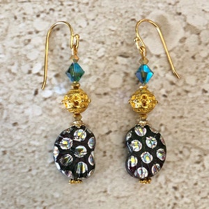 Czech Crystal Nautilus Earrings Crystal Dangle Earrings Beachy Drop Earrings Czech Crystal Nautilus Earrings Handmade Earrings