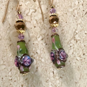 Lampwork Earrings Lampwork Vase Earrings Lampwork Jewelry Vase Earrings Statement Earrings Bohemian Earrings Lampwork Crystal