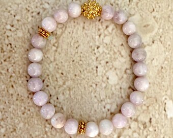Kunzite Bracelet Kunzite Jewelry Gemstone Bracelet Layering Bracelet Pink Kunzite Bracelet Stacking Bracelet Handmade Gift for Her