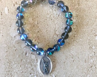 Arch Angel Michael Bracelet Saint Michael Bracelet St Michael The Protector Beaded Bracelet Religious Bracelet Faith Jewelry