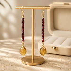 Carnelian Earrings Long Earrings Carnelian Linear Earrings Gemstone Citrine Earrings Citrine Long Earrings Bohemian Carnelian Long Earrings
