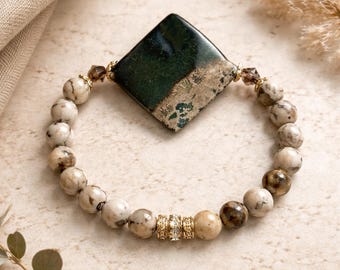 Picture Jasper Bracelet Beaded Jasper Bracelet Picture Jasper Stacking Bracelet Jasper Statement Bracelet