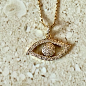 Evil Eye Pendant Evil Eye necklace Third Eye Pendant Protection Jewelry CZ Pave Evil Eye Pendant Evil Eye Jewelry