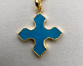 Cross Necklace Maltese Cross Necklace Turquoise Maltese Cross Maltese Cross Pendant Turquoise Cross Religious Necklace Faith Jewelry