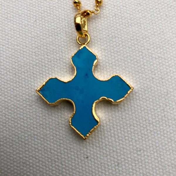 Cross Necklace Maltese Cross Necklace Turquoise Maltese Cross Maltese Cross Pendant Turquoise Cross Religious Necklace Faith Jewelry