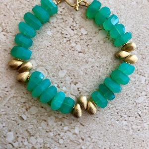 Chrysoprase Bracelet Gemstone Bracelet Chrysoprase Jewelry Green Jewelry Apple Green Chrysoprase Bracelet Handmade