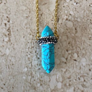 Turquoise Howlite Hexagon Pendant Turquoise Pendant Boho Pendant Layering Pendant
