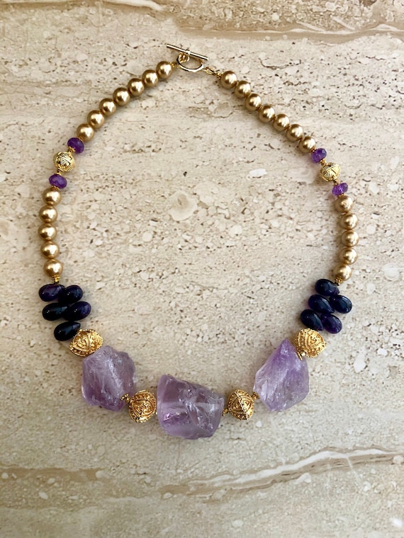 Amethyst nugget necklace clearance