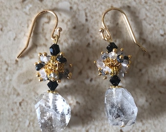 Herkimer Diamond Earrings Herkimer Diamond Dangle Earrings Rutilated Quartz Gemstone Earrings Herkimer Diamond Drop Earrings