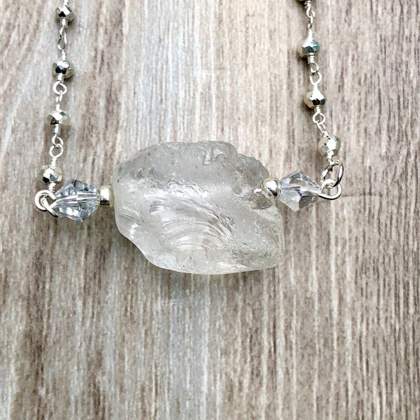 NU2SS25 Round Cut Rock Crystal Necklace