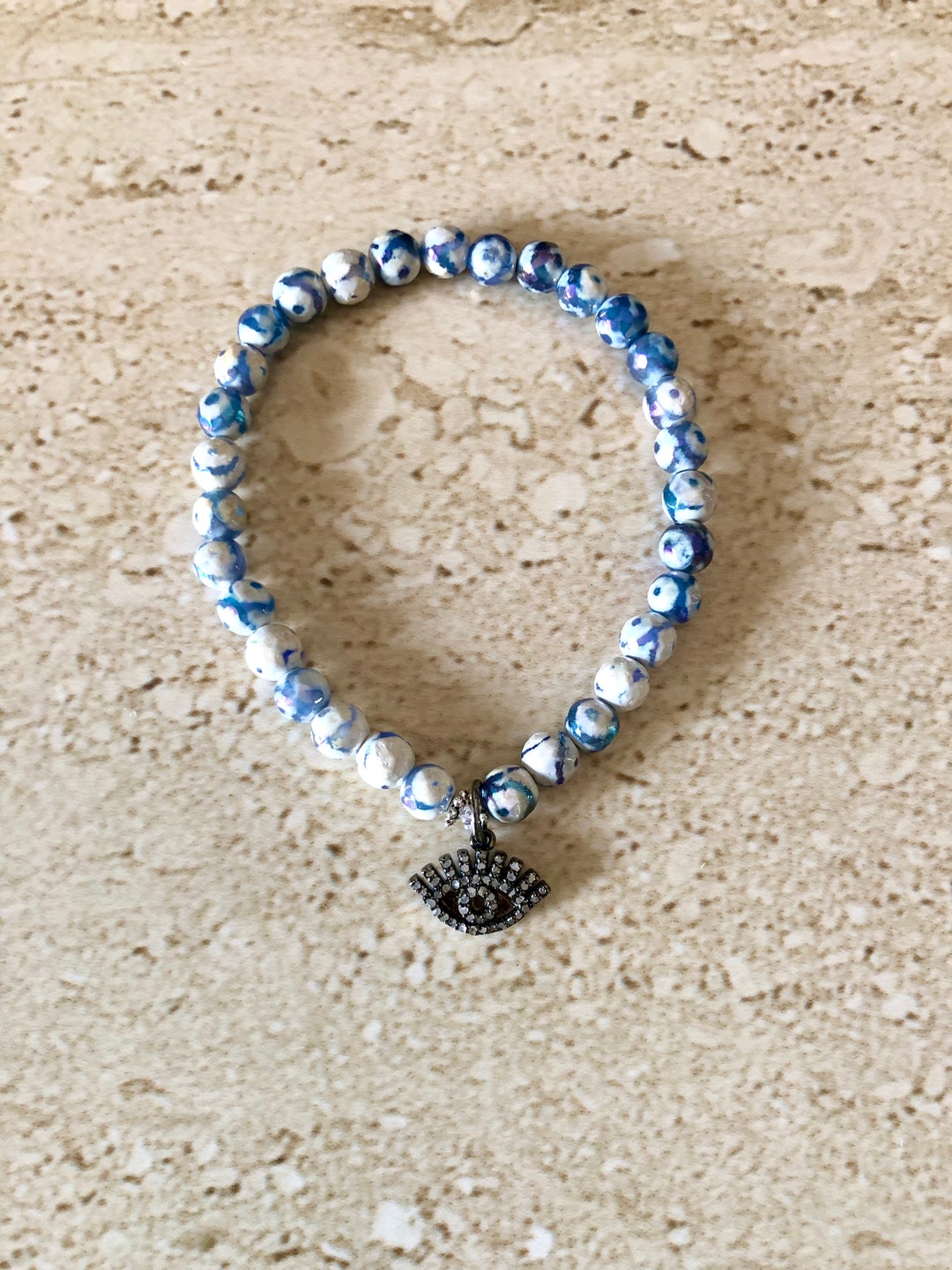 Evil Eye Bracelet Diamond Evil Eye Bracelet Tibetan Agate Stone