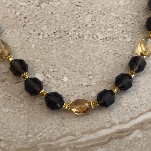 Smoky Quartz Necklace Smoky Quartz Strand Necklace Citrine Gemstone Necklace November Birthstone Handmade Necklace Smoky Quartz Choker