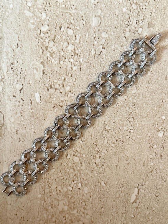 Monet Bracelet Vintage Monet Link Bracelet Pave Rhinestone Bracelet Vintage Monet Jewelry Silver Monet Bracelet Monet Hallmark