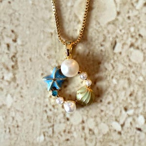 Starfish Pendant Beachy Pendant Shell Pendant Starfish Necklace Pearl Pendant Starfish Necklace Ocean Jewelry