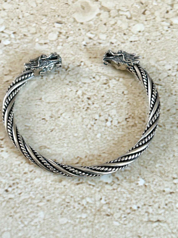 Dragon Bracelet Sterling Silver Dragon Head Bangle