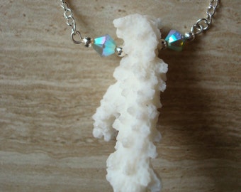Coral Necklace Natural White Ocean Coral Branch Pendant Natural White Coral Pendant Beachy Necklace Handmade