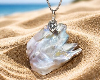 Angel Wing Pearl Pendant Blister Pearl Necklace Large Angel Wing Blister Pearl Pendant