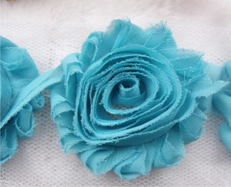 160 Pcs Chiffon Frayed Flowers Shabby Rose Trim shabby Etsy