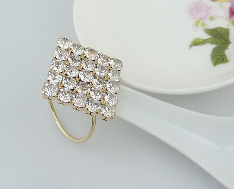 50 Pcs Gold Crystal Napkin Rings Rhinestone Wedding Napkin Etsy