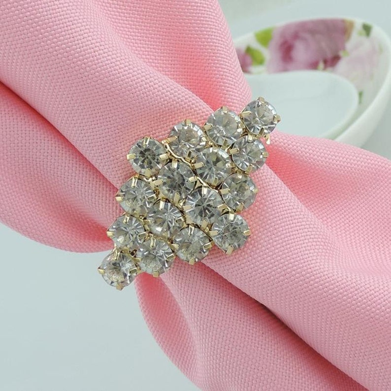 50 pcs Gold crystal Napkin Rings Rhinestone Wedding Napkin Etsy