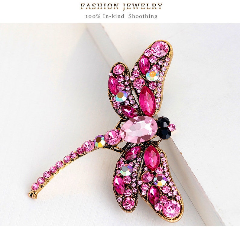 Extra Large Hot Pink Rhinestone Brooch Gold Tone Embellishment Etsy