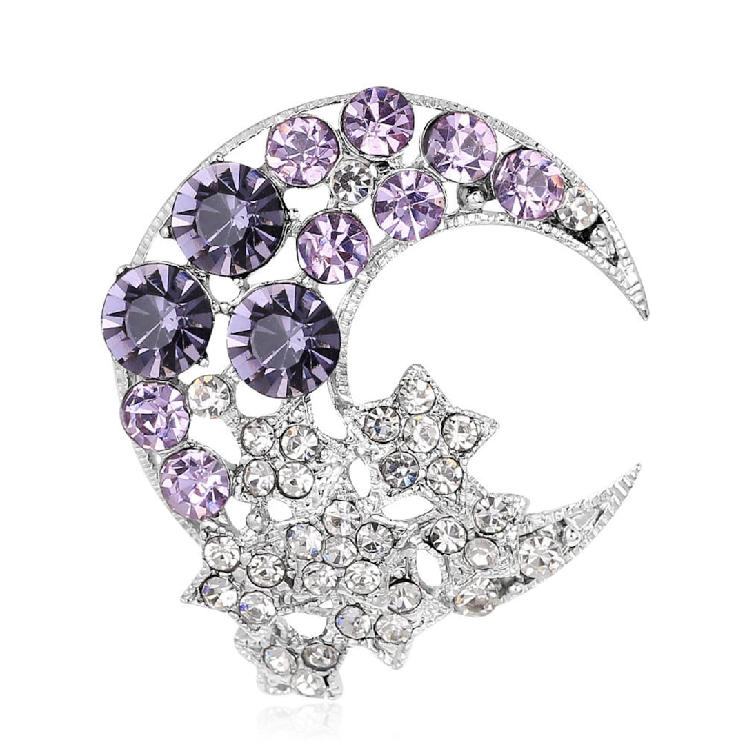 Cute Moon and Star Brooches Embellishment for Women Winter Coat Brooch ...