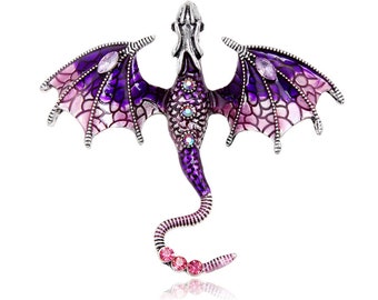Emaille Fly Dragon Broche, 8-kleuren Strass Flying Legand Animal Broche Pins, Ideaal cadeau, Dragon Broche Gift, Crystal Broaches Decor