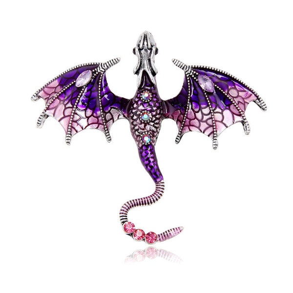 Broche de dragón mosca esmaltado, alfileres de broche de animales de Legand volador de diamantes de imitación de 8 colores, regalo Ideal, regalo de broche de dragón, decoración de broches de cristal