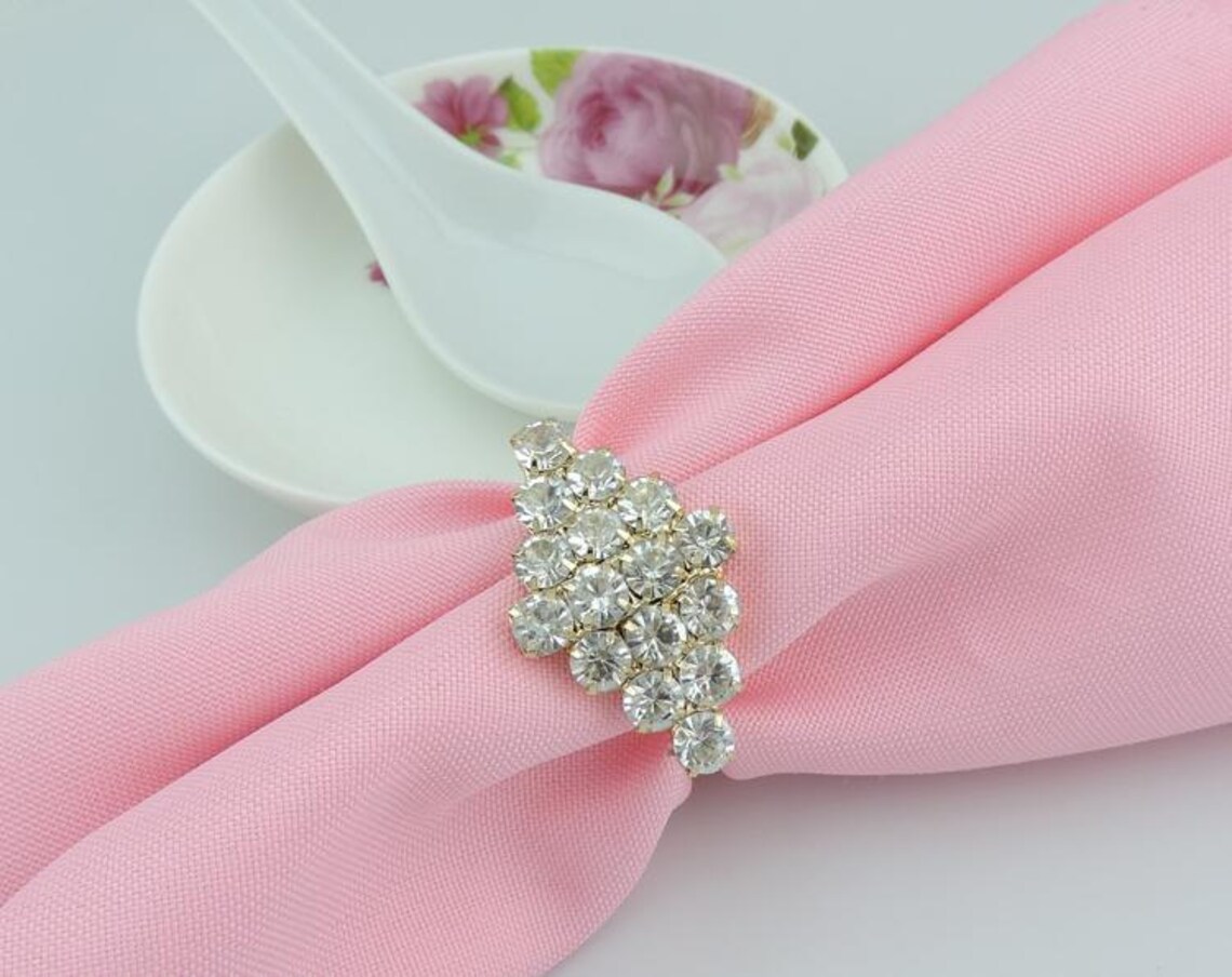 100 Pcs Gold Crystal Napkin Rings Rhinestone Wedding Napkin Etsy