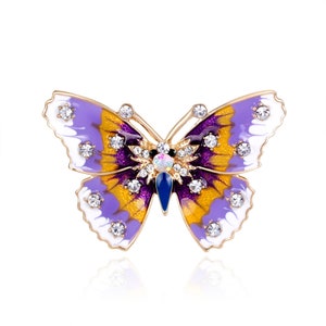 Fashion Enamel Butterfly Brooch, with Rhinestone Crystal Butterfly Pin,Crystal Broaches Decor,Insect Brooch, Butterflies Brooches Pins Women