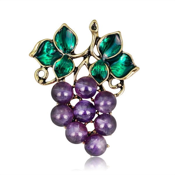 Fashion grape  Brooch and jewellery pouch,Grape pin  ,For Women Party Banquet  Brooch,Fashion Style Enamel Brooches Crafts,Fruit brooch