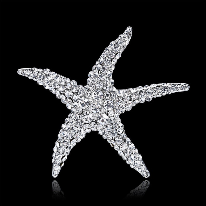 Plein Cristal Strass pierres grande étoile de mer Broches Broches Embellissement pour mariage Broche Bouquet Pin Bijoux Accessoires AC015 image 1