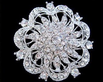 Broche en strass clair Embellissement broche, ton fleur de cristal broche de mariage bouquet, beau style broche strass BQ0173