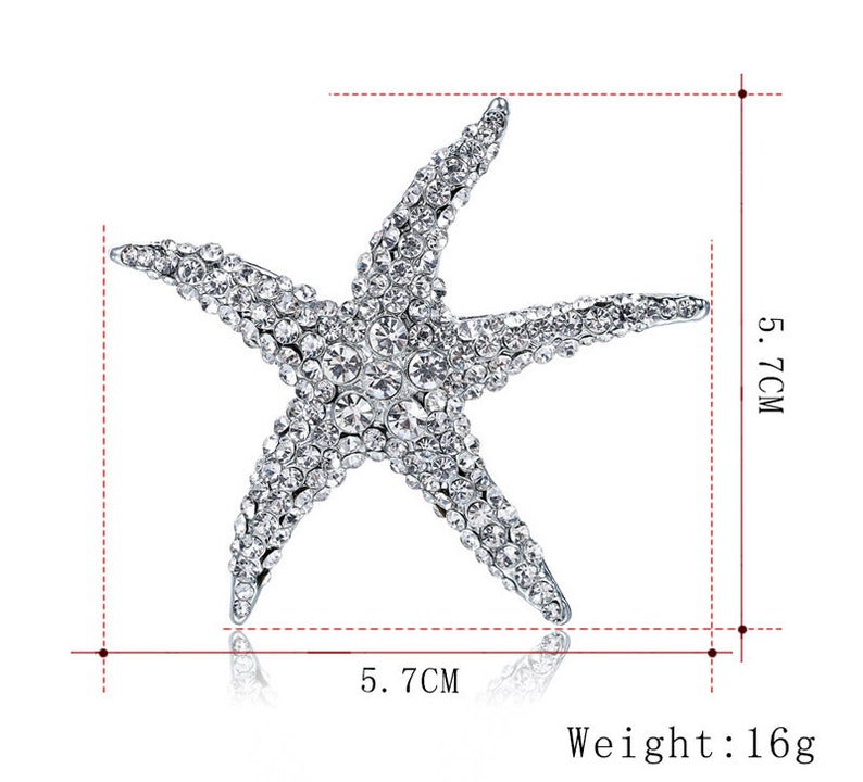 Plein Cristal Strass pierres grande étoile de mer Broches Broches Embellissement pour mariage Broche Bouquet Pin Bijoux Accessoires AC015 image 2