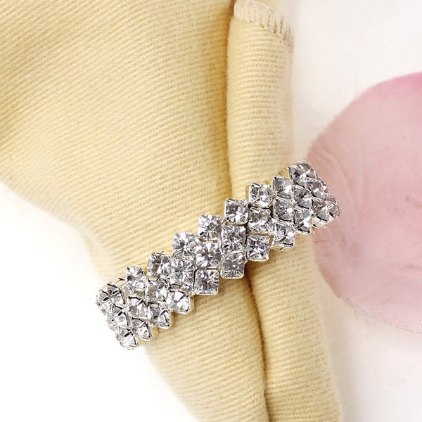 10/20/50pc Silver crystal Napkin Rings, Rhinestone Wedding Napkin Rings Table Decor Diamante, Crystal Wedding Bling Napkin Holder NP04