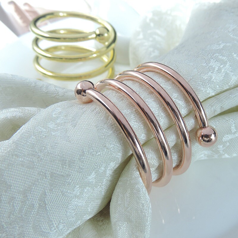 ACAMPTAR Serviettenringe 12er Set Silber - Perlen Design Für Tischdeko