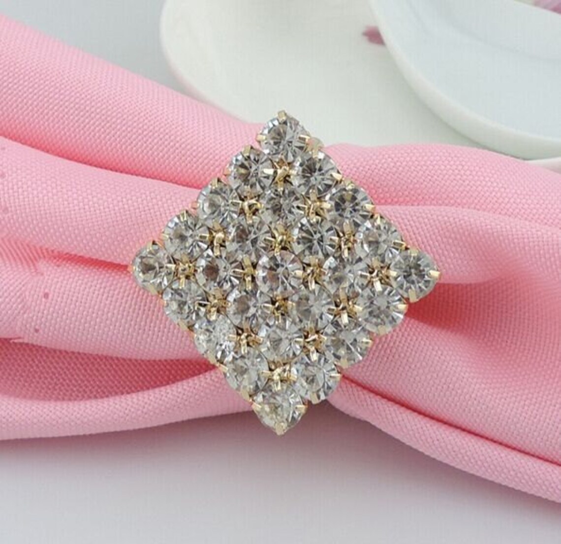 50 Pcs Gold Crystal Napkin Rings Rhinestone Wedding Napkin Etsy