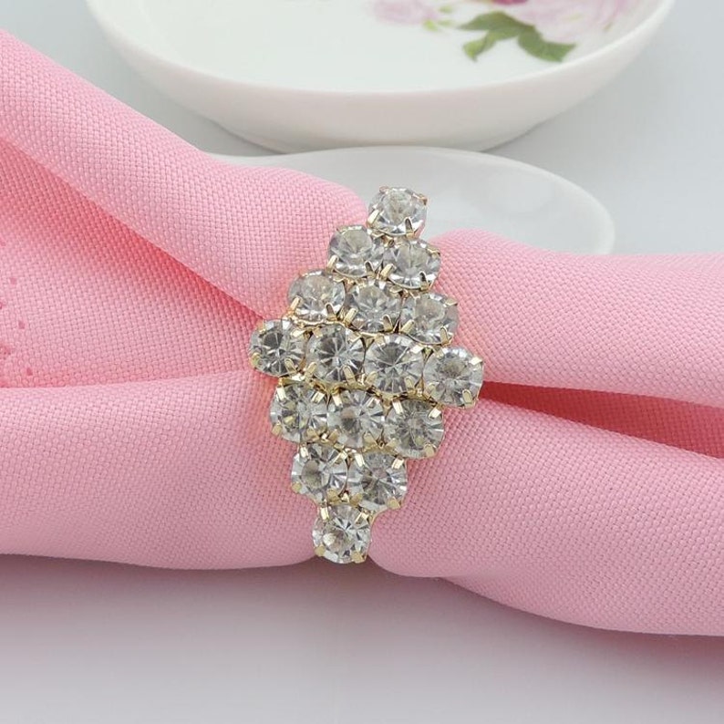 50 pcs Gold crystal Napkin Rings Rhinestone Wedding Napkin Etsy