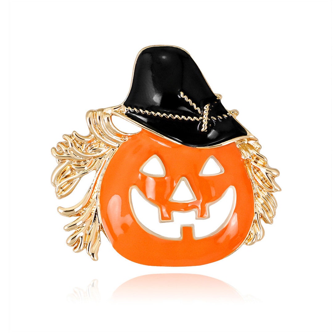 Enamel Halloween Black Cat Jack O'lantern Pumpkin Pin Brooch,halloween ...