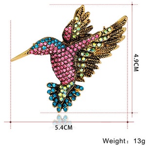 Colorful Crystal Animal Brooch Embellishment Unique Woodpecker Brooches Pins Fashion Women Clothing Jewelry Accessories AG046