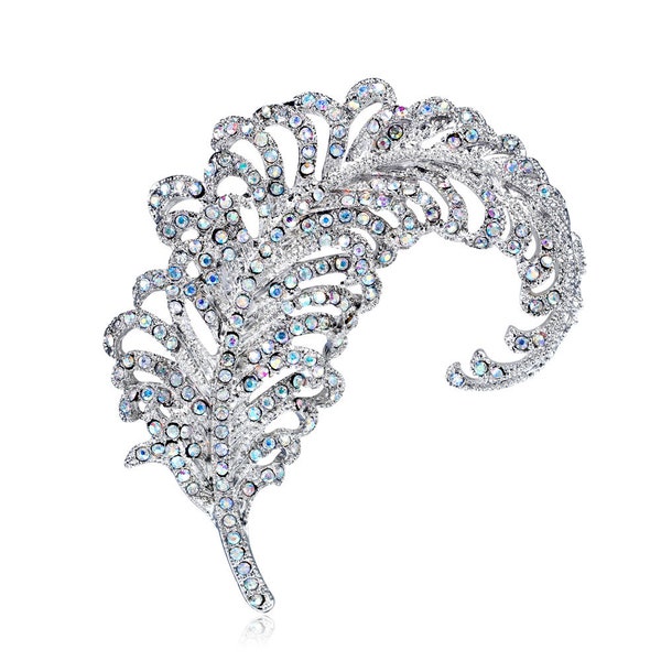 Extra Large Leaf cristal Bejeweled broches Embellissement pour femme manteau broche broche bijoux de mariage accessoires de fête cadeau