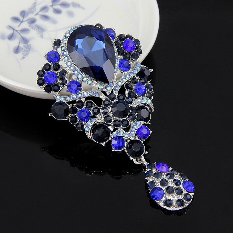 Extra Large Brooch Bouquet Supplies Crystal Rhinestone Drop Brooch Wedding Gift Bouquet Silver DIY Cake Embellishment AE108