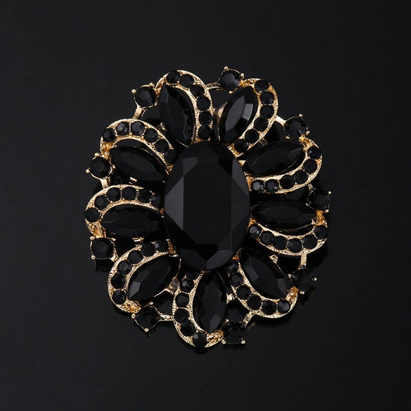 Black and Gold Brooch Etsy