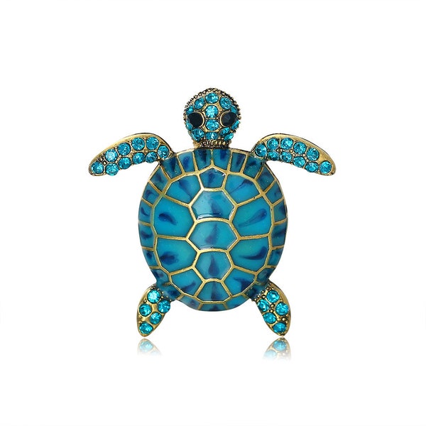 Fashion Rhinestone Turtle Brooch Pin Embellishment Cute beautiful Tortoise Brooches Girls Gift Animal Hijab Pins Jewelry Accessories