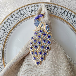 Peacock Rhinestone crystal Napkin Rings for Holidays, Dinners, Parties, Everyday Use, for tableware, Decorative Napkin Holders