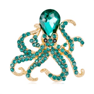 Fashion Rhinestone Octopus Brooch, Beach Ocean Brooches Pins Women,  Crystal Octopus Pin, Beach Wedding Bouquet Pins, Sea Creature Broach