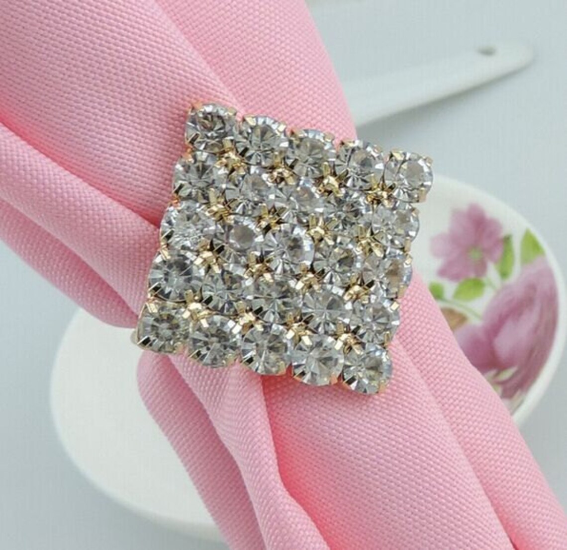 50 Pcs Gold Crystal Napkin Rings Rhinestone Wedding Napkin Etsy