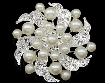 Plaques de strass en cristal Imitation Pearl Broches Embellissement pour mariage bridal Party Broche Bouquet BRICOLAGE Accessoires AD094