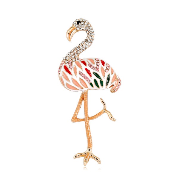 Belle broche de flamant flamant strass, bijoux de mode animale, broche de flamant rose, pour des épingles de partie de femmes, accessoires de bijoux de clothese